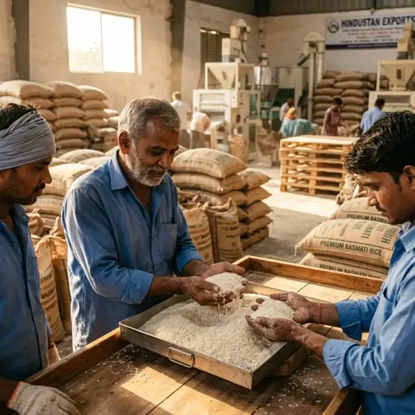 Indian farmer holding grains